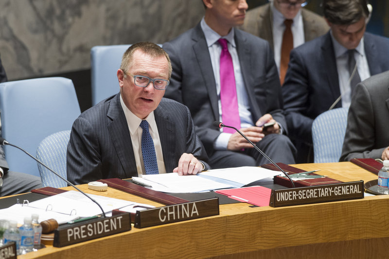 Jeffrey Feltman, Under-Secretary-General for Political Affairs, addresses the Security Council meeting on the situation in the Middle East, including the Palestinian question.