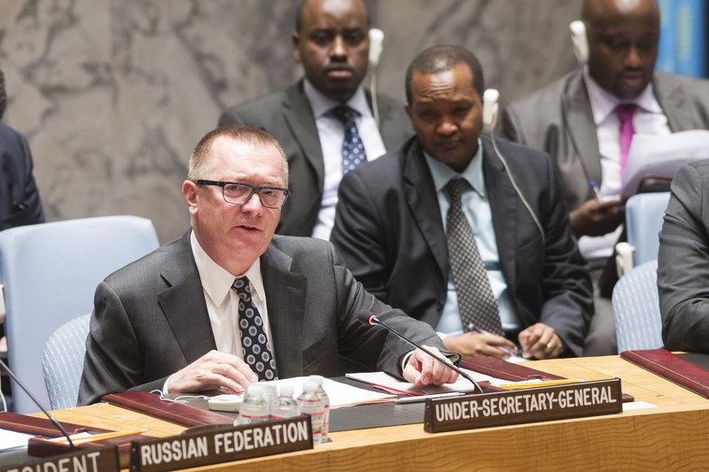 Jeffrey Feltman, Under-Secretary-General for Political Affairs, briefs the Security Council at its meeting on the situation in the Middle East, including the Palestinian question.