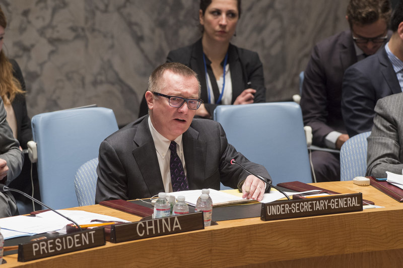 Jeffrey Feltman, Under-Secretary-General for Political Affairs, briefs the Security Council at its meeting on the situation in the Middle East, including the Palestinian question.