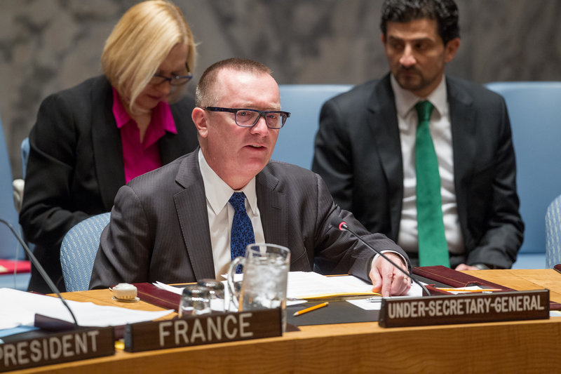 Jeffrey Feltman, Under-Secretary-General for Political Affairs, briefs the Security Council on the situation in Ukraine.