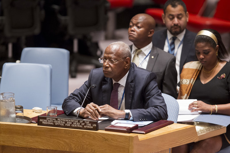 Abdoulaye Bathily, Special Representative of the Secretary-General and Head of UNOCA, during the Council meeting. The Security Council met to discuss the activities of the UN Regional Office for Central Africa (UNOCA) and the progress made in the implementation of the United Nations regional strategy to address the threat and impact of the Lord’s Resistance Army (LRA).