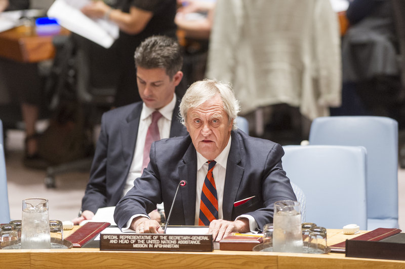 Nicholas Haysom, Special Representative of the Secretary-General and Head of the United Nations Assistance Mission in Afghanistan (UNAMA), briefs the Security Council.