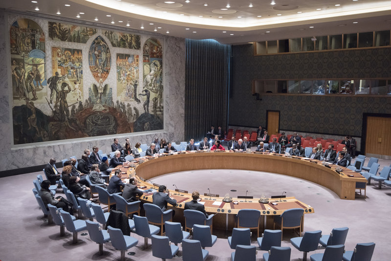 Wide view of a Security Council meeting.