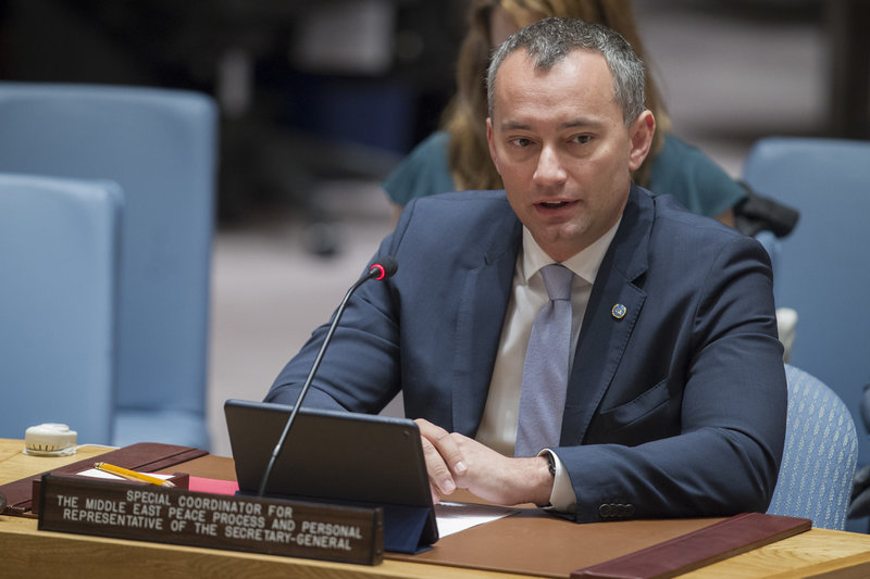 Nickolay Mladenov, UN Special Coordinator for the Middle East Peace Process and Personal Representative of the Secretary-General to the Palestine Liberation Organization and the Palestinian Authority, briefs the Security Council.
