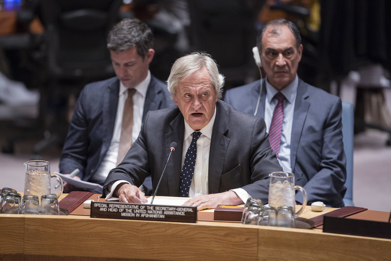Nicholas Haysom, Special Representative of the Secretary-General and Head of the United Nations Assistance Mission in Afghanistan (UNAMA), briefs the Security Council.