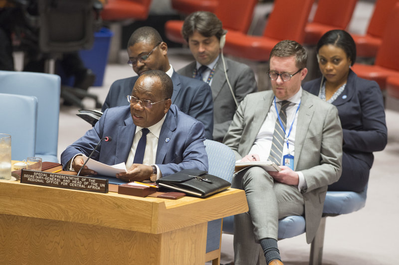 François Loucény Fall, Acting Special Representative of the Secretary-General and Acting Head of the United Nations Regional Office for Central Africa (UNOCA), briefs the Security Council.