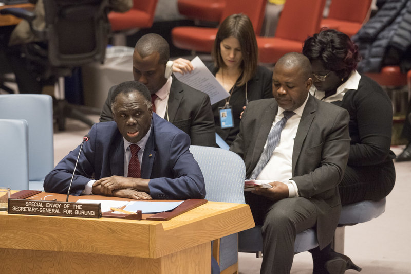 Michel Kafando, Special Envoy of the Secretary-General for Burundi, briefs the Security Council meeting on the situation in the country.