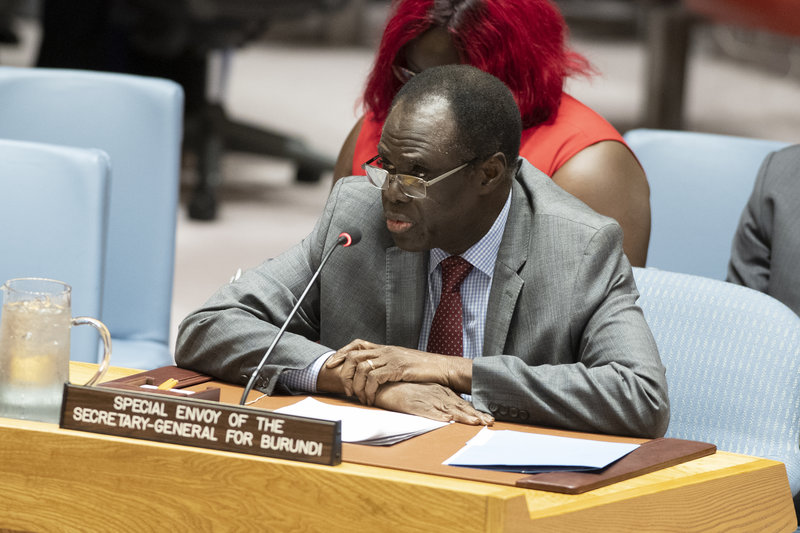 Michel Kafando, Special Envoy of the Secretary-General for Burundi, briefs the Security Council meeting on the situation in Burundi.