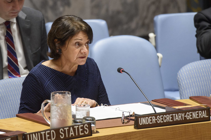Rosemary A. DiCarlo, Under-Secretary-General for Political Affairs, addresses Security Council meeting. UN Photo/Loey Felipe