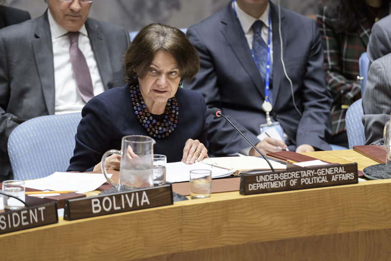 Under-Secretary-General Rosemary A DiCarlo briefing the Council. UN Photo/Manuel Elias