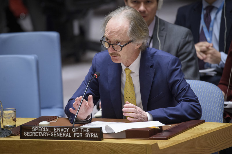 Geir O. Pederson, Special Envoy for Syria, briefs the Security Council on the situation in the Middle East (Syria). UN Photo/Loey Felipe