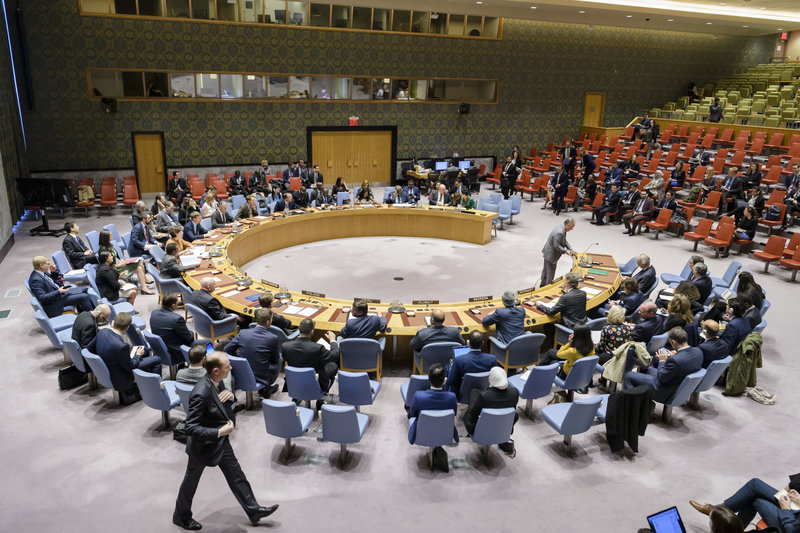 A wide view of the Security Council meeting on the situation in Syria. UN Photo/Manuel Elias