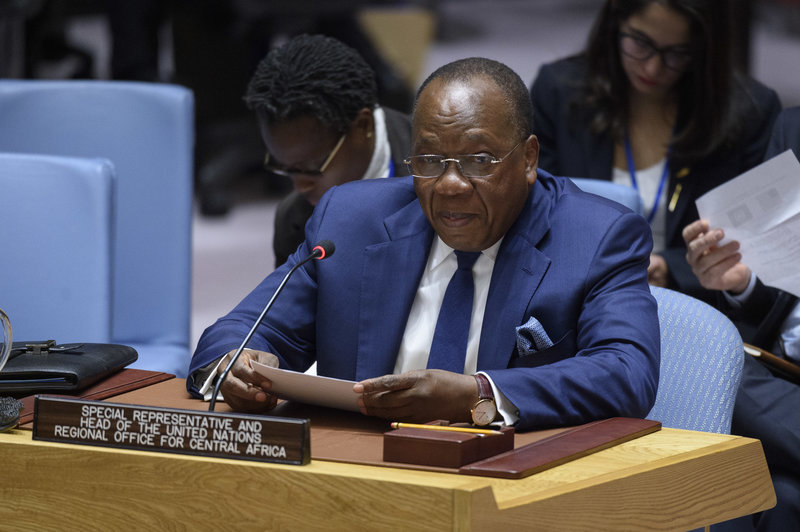 François Loucény Fall, Special Representative of the Secretary-General and Head of the United Nations Regional Office for Central Africa, presents a report