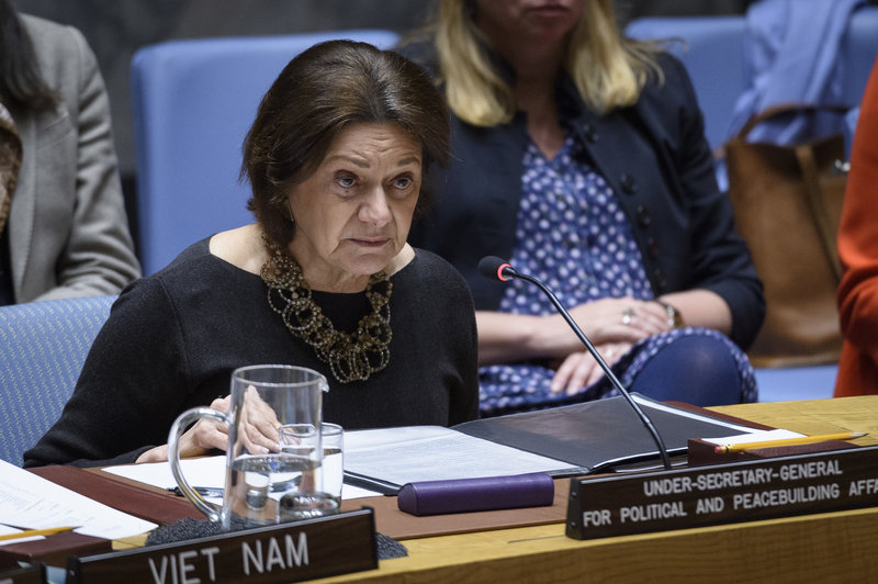 Rosemary DiCarlo, Under-Secretary-General for Political Affairs, briefs the Security Council meeting on the situation in the Middle East, including the Palestinian question on 21 January 2020.