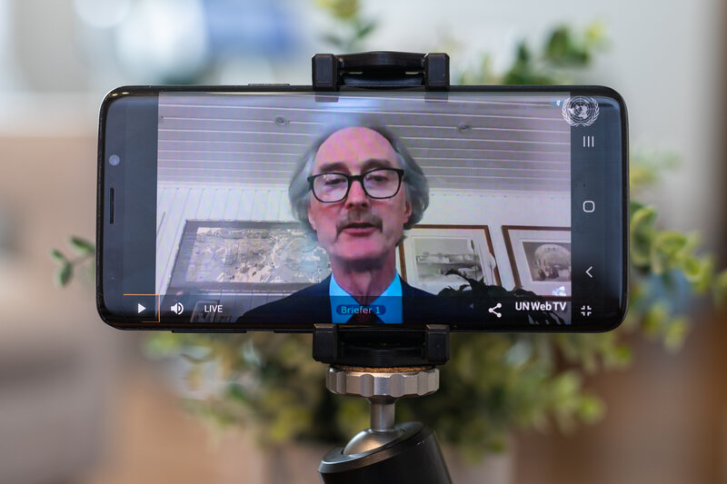 Special Envoy Geir O. Pedersen briefing on the situation in Syria. Photo: DPPA/Eivind Oskarson