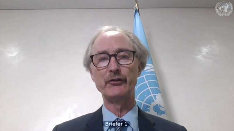 Special Envoy for Syria Geir O. Pedersen briefing the Security Council on the situation in Syria on 23 July 2020. 