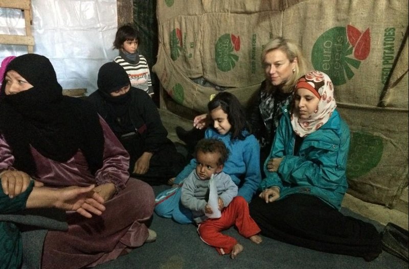 Sigrid Kaag, Special Coordinator for Lebanon. with Syrian refugees in Lebanon. UNSCOL Photo 