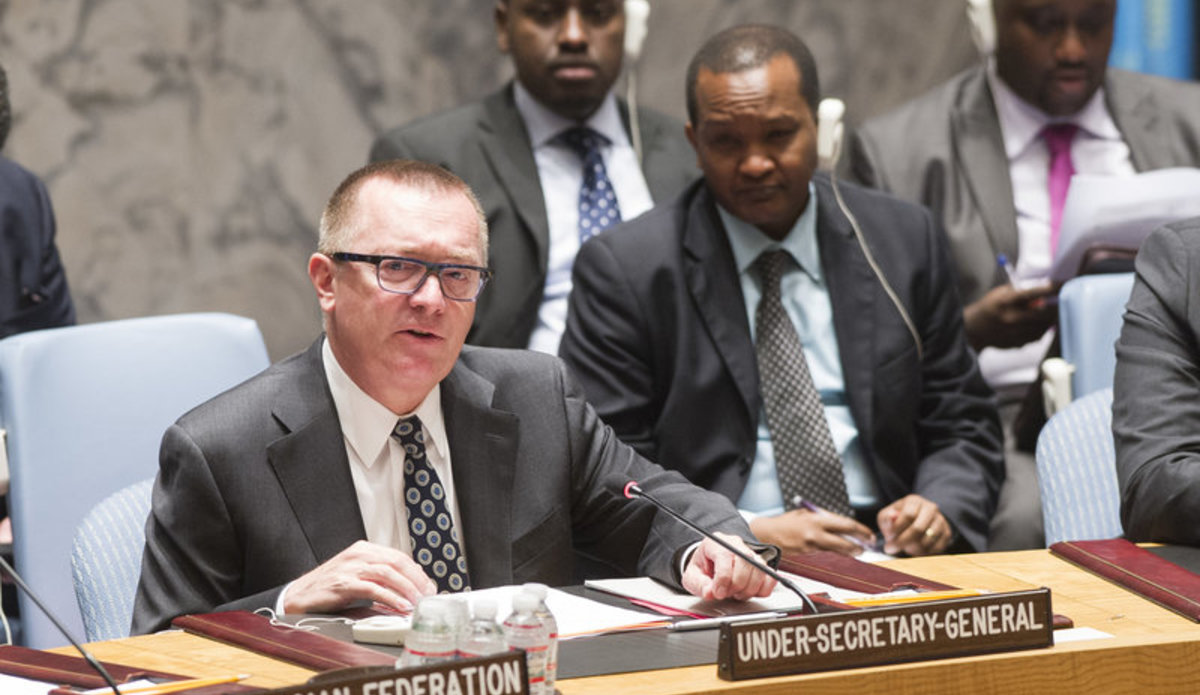 Jeffrey Feltman, Under-Secretary-General for Political Affairs, briefs the Security Council at its meeting on the situation in the Middle East, including the Palestinian question.