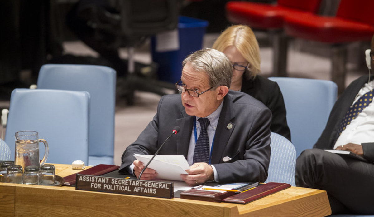 Jens Anders Toyberg-Frandzen, Assistant Secretary-General ad interim for Political Affairs, addresses the Security Council meeting on the situation in Ukraine.