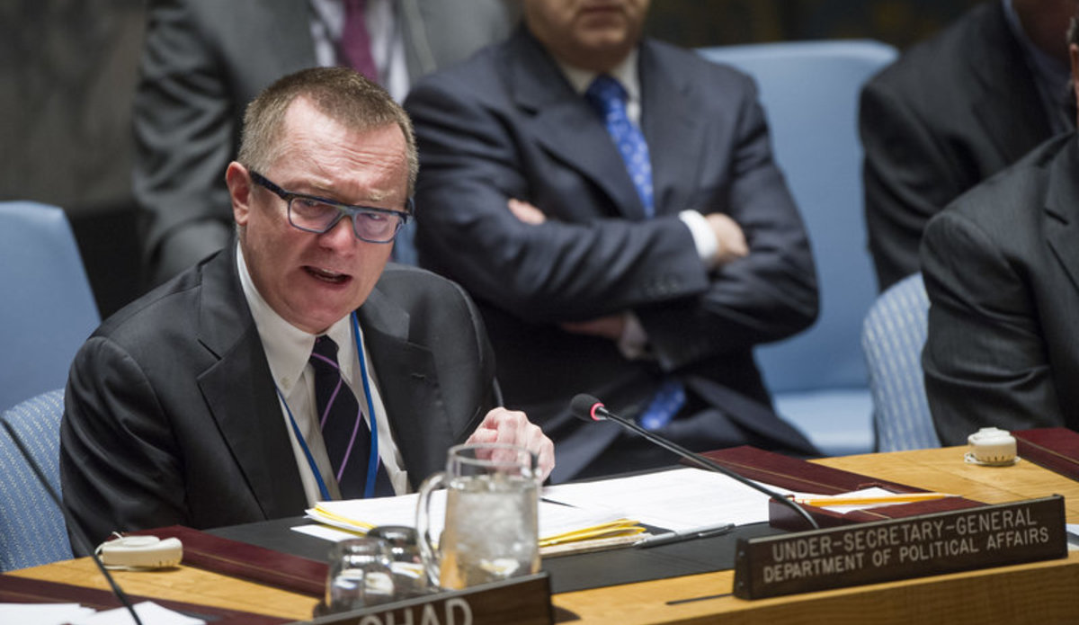Jeffrey Feltman, Under-Secretary-General for Political Affairs, addresses the Security Council debate on terrorism and cross-border crime.