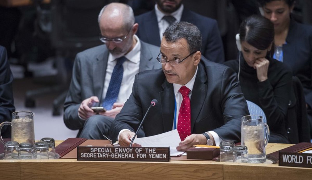 Ismail Ould Cheikh Ahmed, Special Envoy of the Secretary-General for Yemen, briefs the Security Council on Yemen during the Council's meeting on the situation in the Middle East.