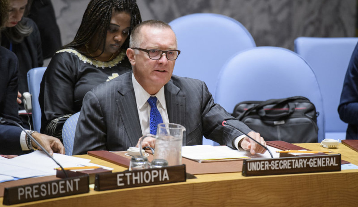 Jeffrey Feltman, Under-Secretary-General for Political Affairs, addresses the Security Council meeting on the situation in Myanmar.