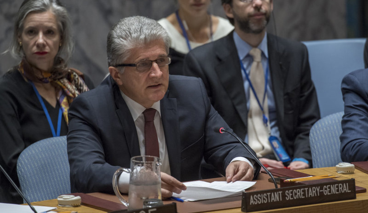 Miroslav Jenča, Assistant Secretary-General for Political Affairs, briefs a Security Council meeting.