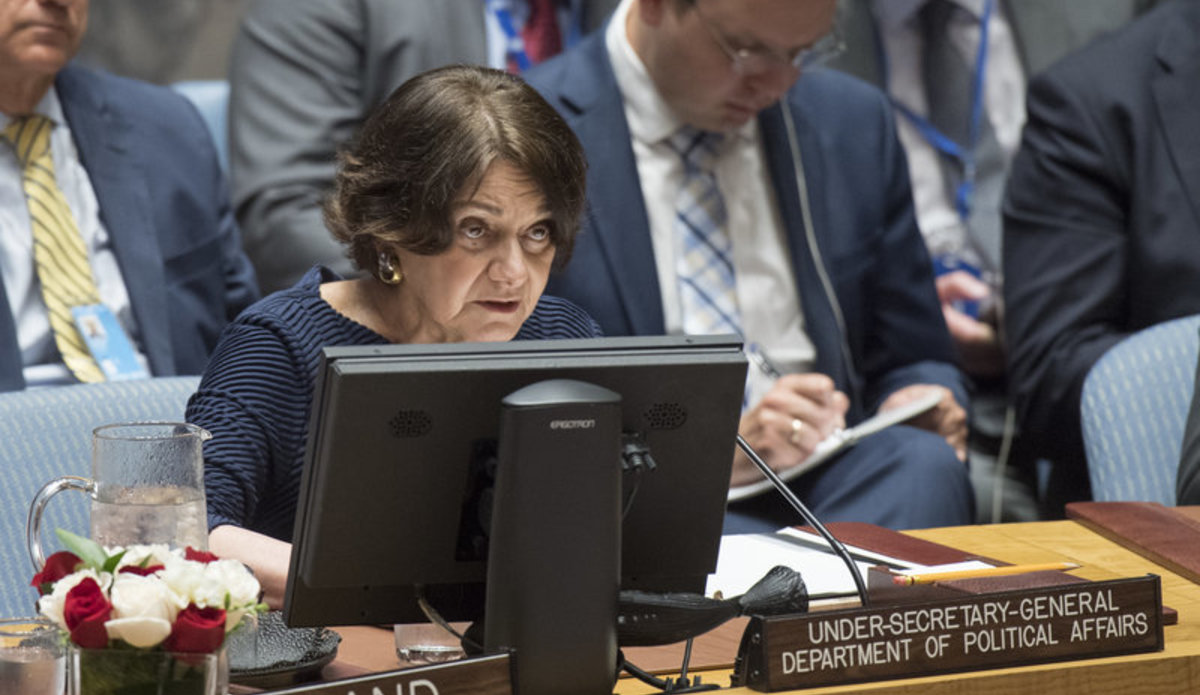 Rosemary A. DiCarlo, Under-Secretary-General for Political Affairs, briefs the Security Council meeting on the letter dated 28 February 2014 addressed to the President of the Security Council from the Permanent Representative of Ukraine to the United Nations.