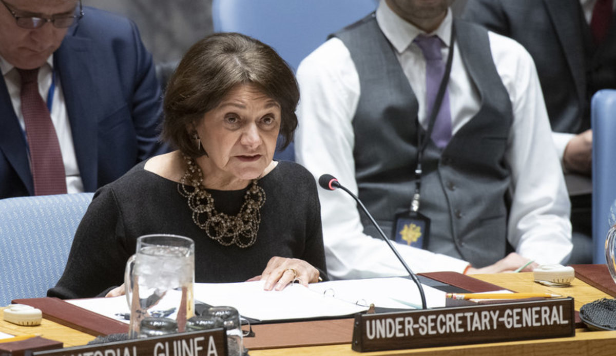 Rosemary DiCarlo, Under-Secretary-General for Political and Peacebuilding Affairs, briefs the Security Council. UN Photo/Eskinder Debebe