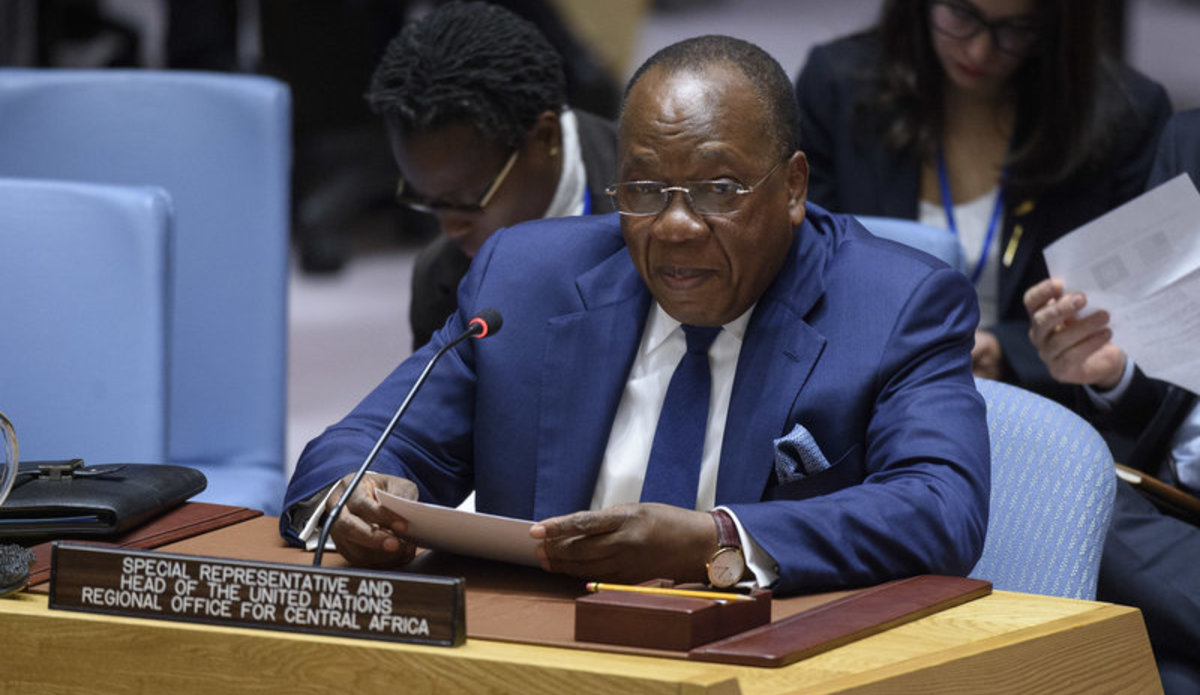 François Loucény Fall, Special Representative of the Secretary-General and Head of the United Nations Regional Office for Central Africa, presents a report