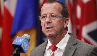 Martin Kobler, Special Representative for Libya speaks to journalists following a Security Council meeting.