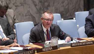 Under-Secretary-General for Political Affairs Jeffrey Feltman briefing the Security Council.