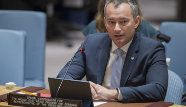 Nickolay Mladenov, UN Special Coordinator for the Middle East Peace Process and Personal Representative of the Secretary-General to the Palestine Liberation Organization and the Palestinian Authority, briefs the Security Council.