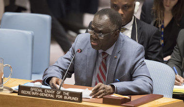 Michel Kafando, Special Envoy of the Secretary-General for Burundi, briefs the Security Council meeting on the situation in Burundi.