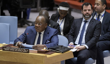 François Louncény Fall, Special Representative of the Secretary-General and Head of the United Nations Regional Office for Central Africa (UNOCA), briefs the Security Council meeting on Central African region. UN Photo/Manuel Elias